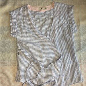Vineyard Vines Blue & White Striped Wrap Top